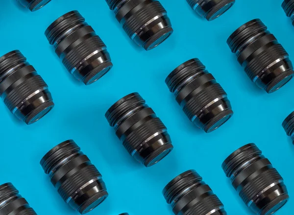 Camera Lens Pattern Blue Background — Stock Photo, Image