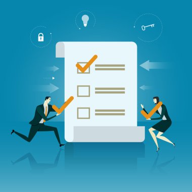 İşadamı kontrol listesi. Başarı Vektör İllüstrasyon İş Kavramı.