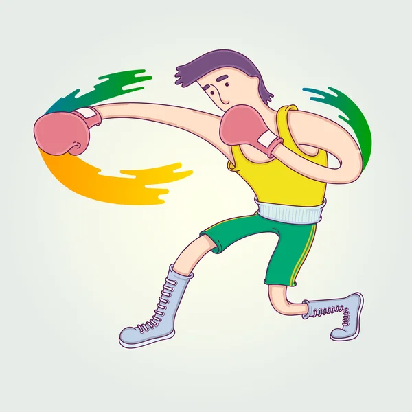 Teken cartoon Boxer Footwork. Vector illustratie ontwerpsjabloon met sport in trendy lineaire stijl. — Stockvector