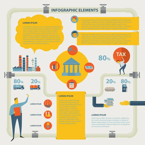 Le processus de production pétrolière et le commerce du pétrole - éléments de conception vectorielle infographique . — Image vectorielle