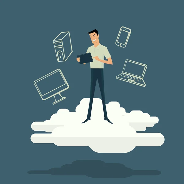 Cloud computing internet concept with tablet smartphone. — Stock Vector