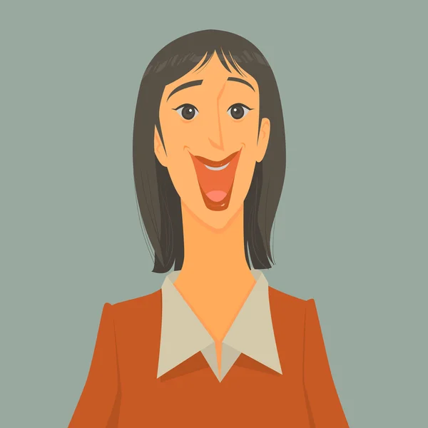 Vector Illustration emotion of happiness and excited woman on grey background. — Stock Vector