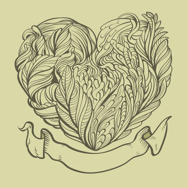 Векторная иллюстрация Флора сердца каракули абстрактные с изолированным фоном . — стоковый вектор