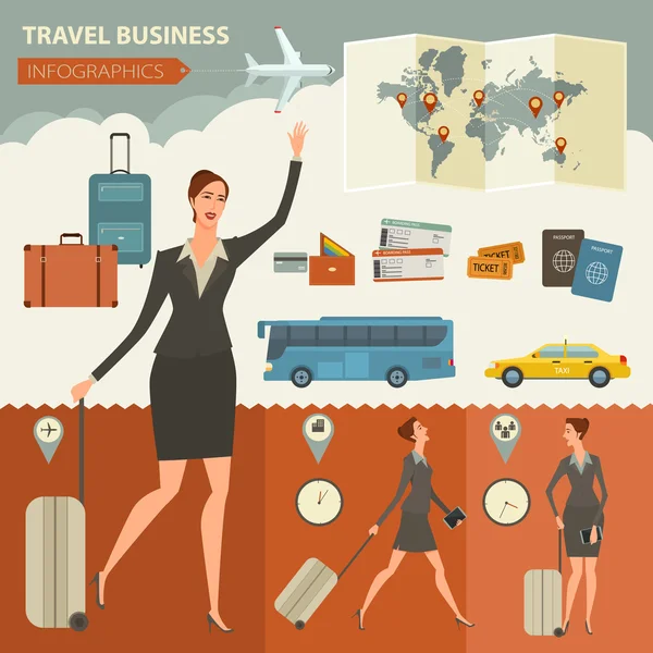 Travel And Journey Business Infographic Design Template untuk bisnis Anda, situs web, presentasi, iklan. Gambar vektor desain kualitas, elemen dan konsep. Gaya datar . - Stok Vektor