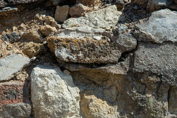 Grandi Enormi Blocchi Pietre Compongono Muro Sembra Potente Maestoso — Foto Stock