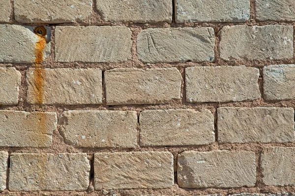 Large Yellow Stones Make Wall Bricks Carved Thousand Year Old — Stock Photo, Image