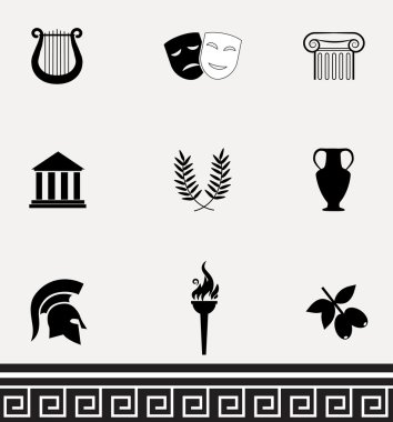 Antik Yunan, Roma vektör Icon set.