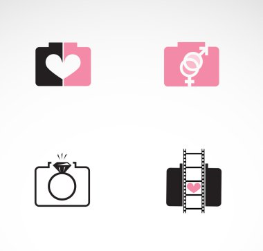 Düğün Fotoğraf simge kümesi.