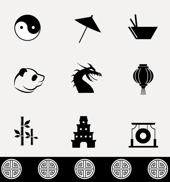 Antik Çin, Asya vektör Icon set. — Stok Vektör