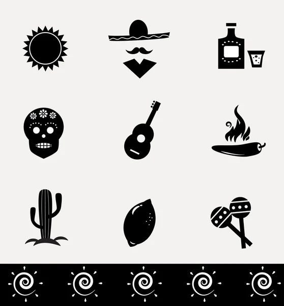 Meksika vektör Icon set. — Stok Vektör