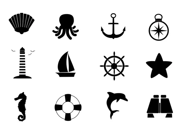 Deniz, deniz, okyanus Icon set. Vektör sanat.