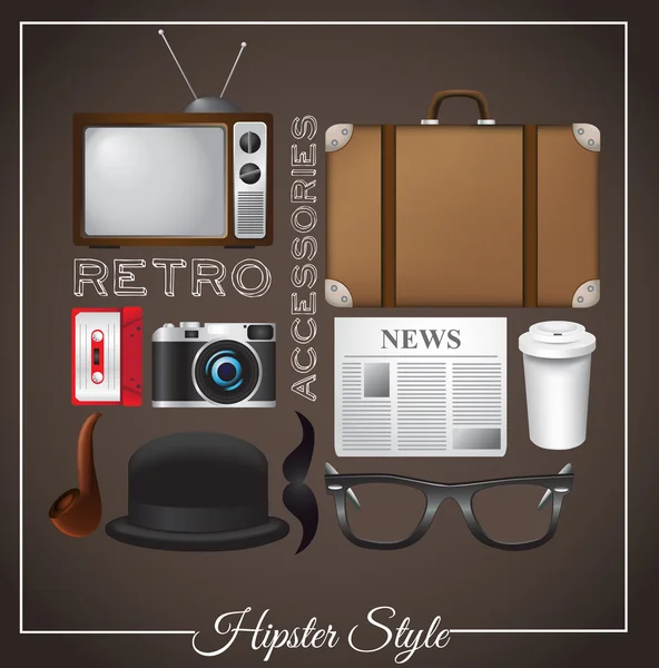 Beyefendi, retro Icon set. Vektör sanat.