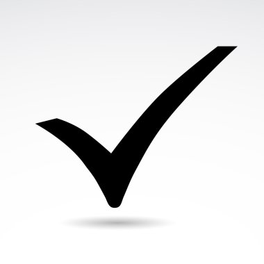 beyaz arka plan üzerinde kene simgesi, evet işareti, vektör illüstrasyon