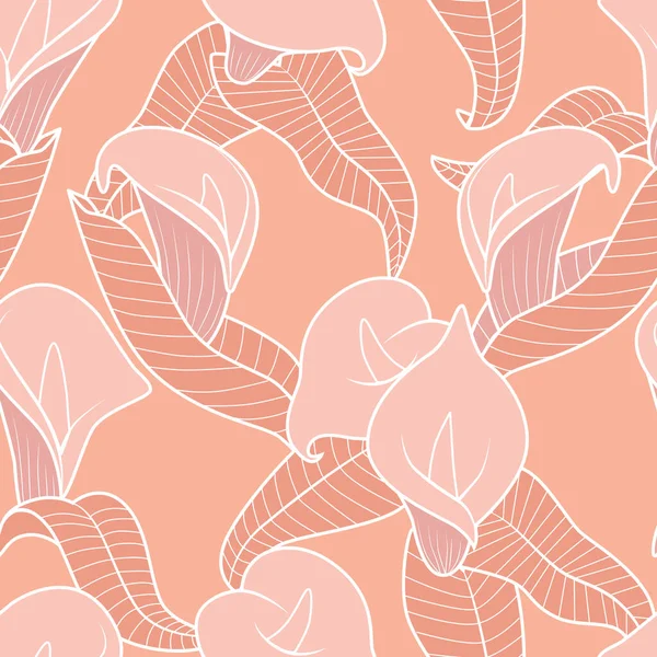 Калла Лилли Цветочный Цветочный Бесшовный Узор Элегантный Тонкий Фон Векторная — стоковый вектор