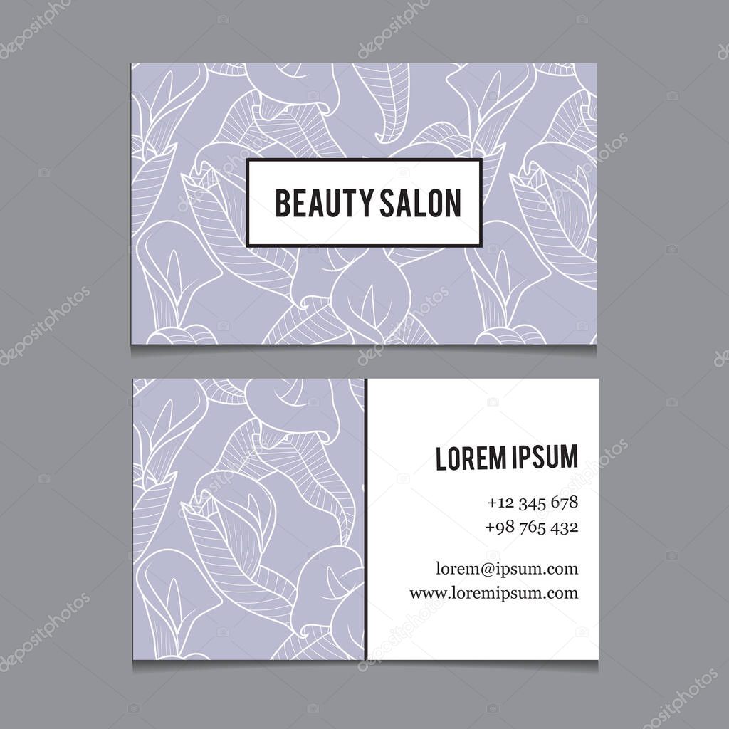 Business card template for beauty salon, spa, wellness etc. Vector art.