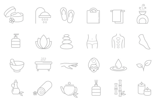 Collection Linear Modern Style Spa Wellness Icons Vector Art — Stock Vector