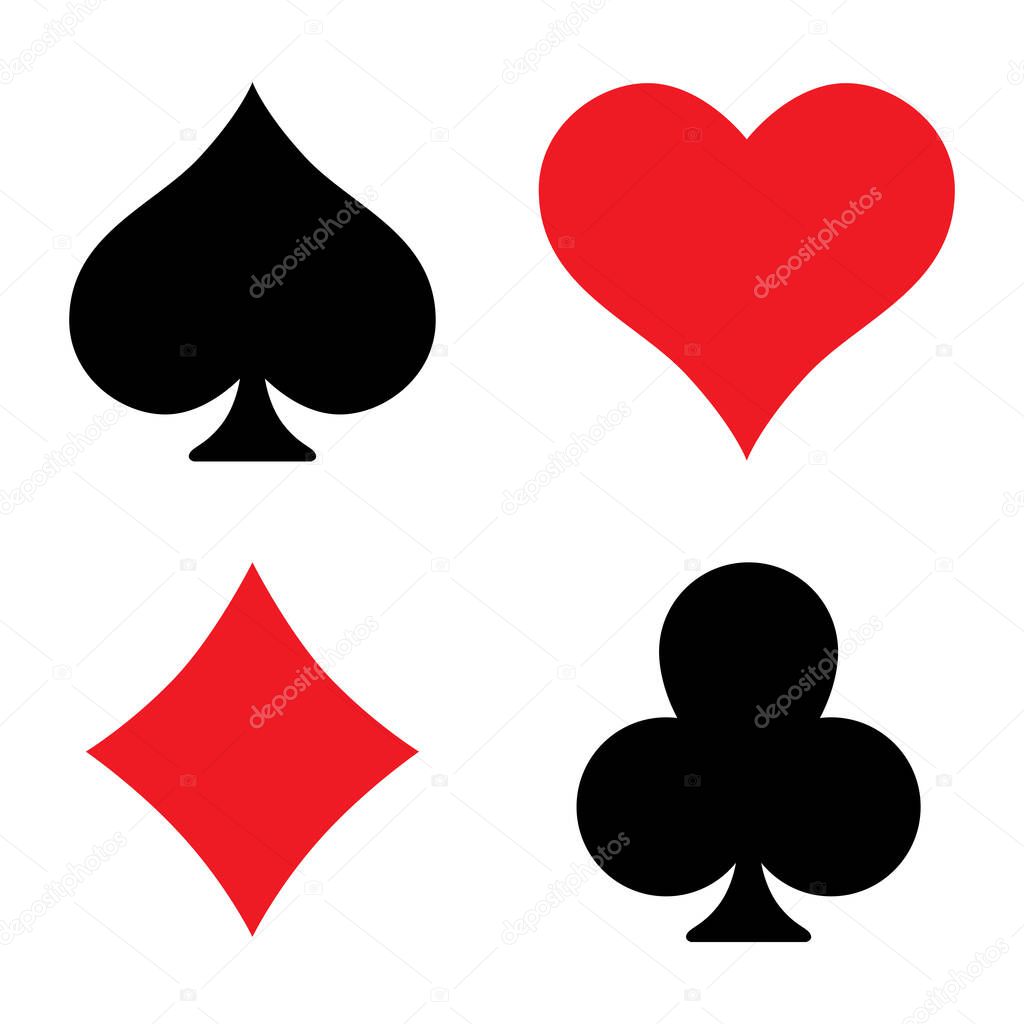 Playing cards symbols isolated on white background.
