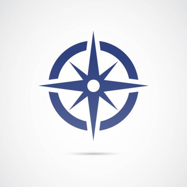 Rüzgar gülü, pusula, navigasyon - beyaz arkaplanda vekto simgesi.