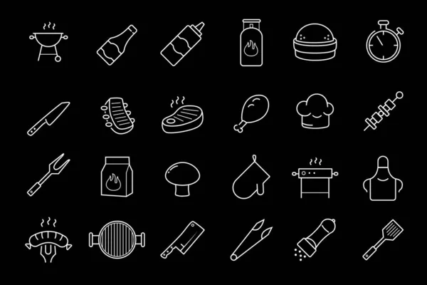 Rooster Steak House Barbecue Vector Icon Set Stockillustratie