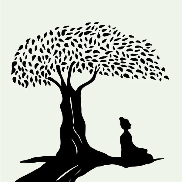 Yoga tree pose silhouette — Stock Vector © Caribia #59514501