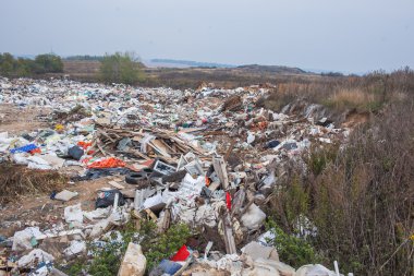 Rusya - 18 Ekim 2015: depolama. Çöp. Belediye katı atık ve yemek atıkları