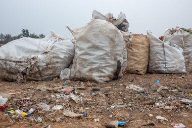 Rusya - 18 Ekim 2015: depolama. Çöp. Belediye katı atık ve yemek atıkları