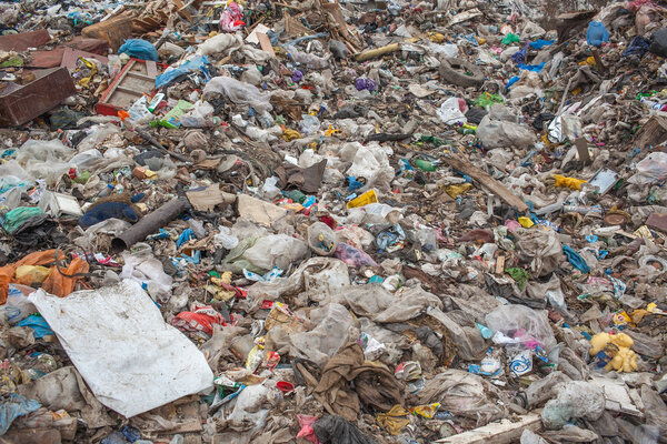 Russia - October 18, 2015: Landfill . Garbage. Municipal solid waste and food waste