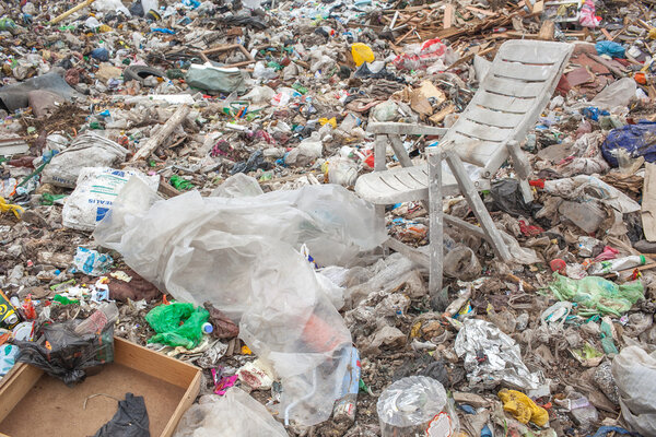 Russia - October 18, 2015: Landfill . Garbage. Municipal solid waste and food waste