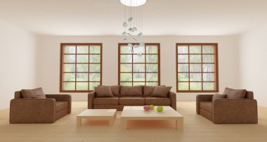Leather sofa and two leather armchairs clipart