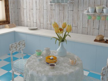 Lale ile mavi mutfak Servis Kahvaltı