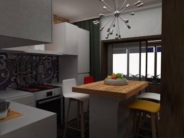 Modern ortak mutfak iç