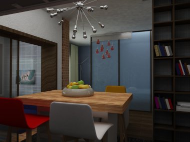 Modern ortak mutfak iç