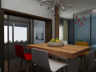 Modern ortak mutfak iç