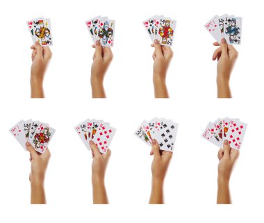 İskambil Poker kombinasyonları izole kadın elinde 
