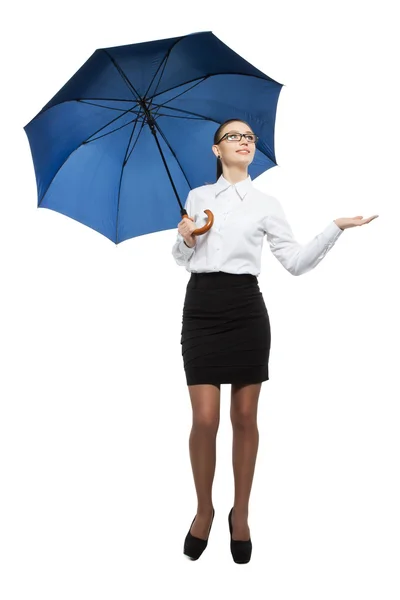 Biznes kobieta trzymając parasol. Na białym tle. — Zdjęcie stockowe