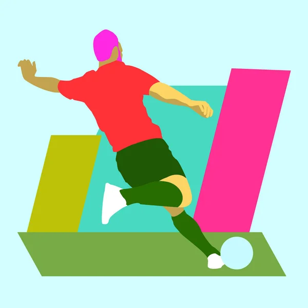 Joueurs Football Coup Franc Avec Puissance — Image vectorielle