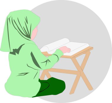 Asyalı müslüman kız Ramazan üzerine el Kuran okuyor.. 