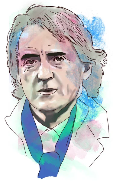 Roberto Mancini Portrait Illustration — 스톡 벡터