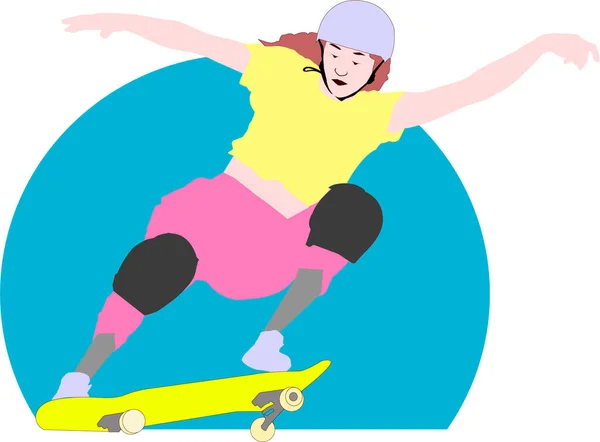 Skateboard Stil Vektor Platt Illustration — Stock vektor