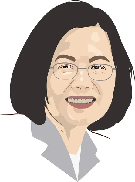 蔡英文 ツァイ インウェン 2016年から第7代中国 大統領を務める台湾の政治家 学術者です 民進党の一員である蔡英文は 台湾初の女性大統領です — ストックベクタ