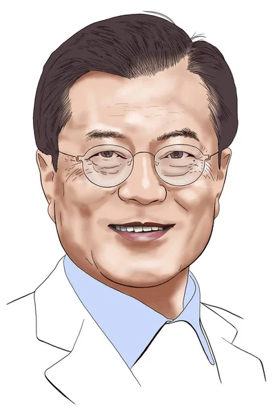 文在寅 Moon Jae 是一位韩国政治家和律师 从2017年起担任韩国现任总统 — 图库矢量图片