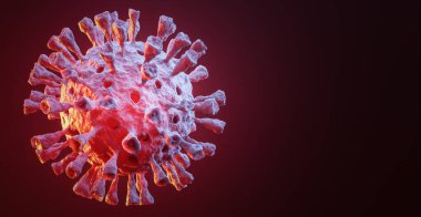 Grip Coronavirus Covid-19 'un 3 boyutlu görüntüsü. Hastalık hücresi kavramını 3 boyutlu oluşturucu olarak kabul et.