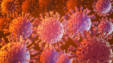 Grip Coronavirus Covid-19 'un 3 boyutlu görüntüsü. Hastalık hücresi kavramını 3 boyutlu oluşturucu olarak kabul et.