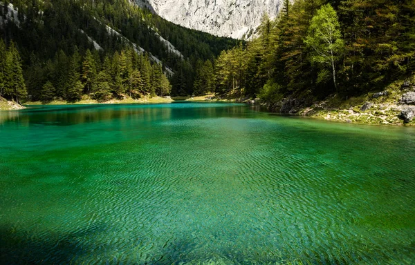 Зелена вода з грому бачить озеро в стирії (Австрія).. — стокове фото