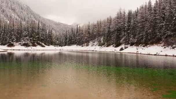 Drohnenschuss vom Grünen See in den österreichischen Alpen. — Stockvideo