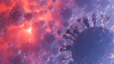 Coronavirus 2019-nCov romanı Coronavirus konsepti. Mikroskop virüsü....