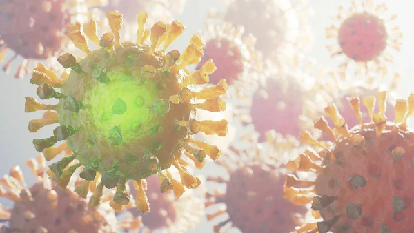 Coronavirus 2019-nCov nouveau concept de coronavirus. Microscope virus gros plan. — Photo