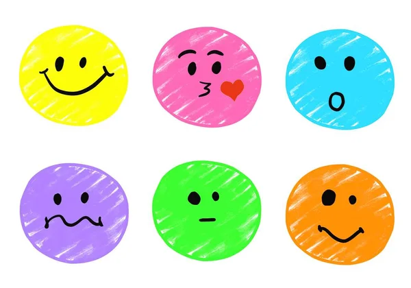 Moderne Vektorillustration Von Niedlichen Lustigen Emoticons Emoji Set Set Für — Stockvektor