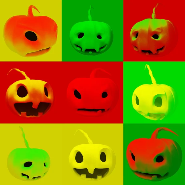 3d illustration with pumpkins in which different mood — Stock Photo, Image