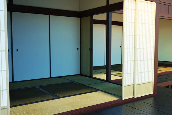 Gambar interior ruangan kosong di dalam gedung dengan gaya Jepang . — Stok Foto